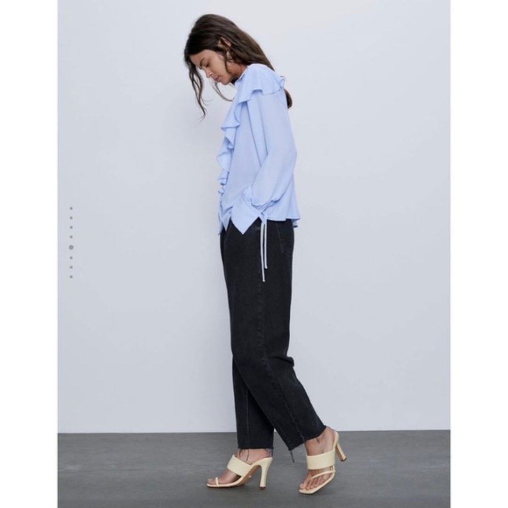 Zara Blue Chiffon Blouse Flowy - Picture 2 of 7